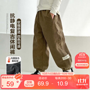 左西男童加絨褲子休閑褲2025新款兒童一體絨燈芯絨長(zhǎng)褲潮 卡其色 150