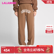 LALABOBO休閑衛(wèi)褲女高腰顯瘦拼接秋冬新款寬松直筒運動長褲LBDD-WXZC28 咖色 常規(guī) M