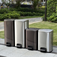 詠幻30升不銹鋼腳踏垃圾桶商用大容量廚房化妝室家用客廳20升方形直投 定制LOGO，分類標識聯(lián)系客服【勿拍】