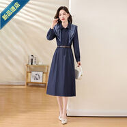 ARMANI EXCHANGE法式通勤風(fēng)襯衫連衣裙女2025秋季新款修身顯瘦中長(cháng)款長(cháng)袖連衣裙 藏青色 2XL (126斤-135斤)