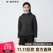 S.DEER圣迪奧女裝時尚高領(lǐng)連帽輕薄短款羽絨服S21482403 黑色/91 S/160