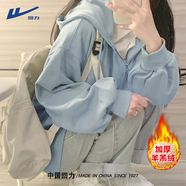 回力加絨衛(wèi)衣女2025年最新款秋冬加厚時尚高級感外套連帽開衫女士上衣