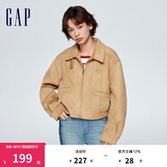Gap女裝春秋時(shí)尚高領(lǐng)復(fù)古機(jī)車夾克美式翻領(lǐng)外套429388 淺棕色 170/88A(L)亞洲尺碼