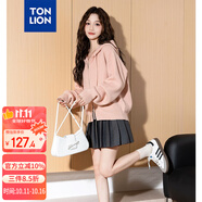 唐獅（TonLion）2024女連帽凈色拉鏈開衫毛線衫 薄紗粉 L 