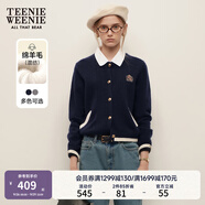 Teenie Weenie小熊女裝春季簡(jiǎn)約風(fēng)復(fù)古學(xué)院風(fēng)襯衫領(lǐng)毛針織開(kāi)衫外套DW 藏青色 XS (155)