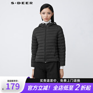S.DEER圣迪奧女裝時(shí)尚高領(lǐng)連帽輕薄短款羽絨服S21482403 黑色/91 S/160