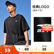 安踏（ANTA）【快干棉】T恤男女同款2025夏季情侶吸濕排汗LOGO寬松休閑短袖t恤 【小logo】基礎(chǔ)黑8125-6 L /男175 女170