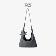 ECODAY秋冬麂皮編織包通勤托特包復(fù)古單肩斜挎hobo包女生日情人節(jié)禮物 灰色（小號）
