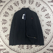 PAUL POLO美國保羅小馬標刺繡開(kāi)衫立領(lǐng)麻花毛衣男女秋冬寬松休閑針織衫 黑色 實(shí)拍刺繡針織外套 L 【建議120-135斤】