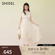 SNIDEL2025春夏新品優(yōu)雅印花荷葉邊小飛袖茶歇連衣裙SWFO252004 米白色 G M (1)