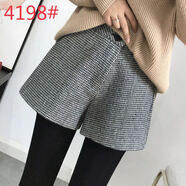 紫昕月加厚燈芯絨秋冬短褲女2024韓版新款寬松闊腿加絨靴褲百搭休閑褲子 4198黑白格子 S 建議75-90斤