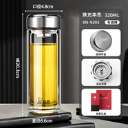 希諾（heenoor）玻璃杯雙層水杯杯子男女士泡茶杯 320ML珠光本色9393