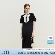 范思藍恩黑色氣質(zhì)顯瘦連衣裙女夏季法式蝴蝶結小黑裙設計感12619 黑色 L