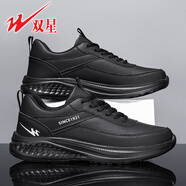 雙星品牌男鞋冬季新款加絨保暖運動(dòng)鞋男士防水防滑黑色休閑鞋加厚棉鞋 黑色 加絨 39