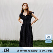 范思藍恩黑色波點(diǎn)顯瘦飛飛袖連衣裙女2024夏季新款小黑裙子12919 黑白波點(diǎn) L