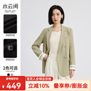 水云間黑色平駁領(lǐng)小西裝外套女秋季新款2025時尚職業(yè)氣質(zhì)通勤寬松西服女 灰綠 S