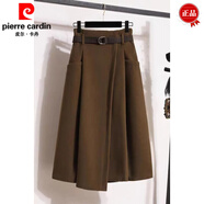 皮爾卡丹（pierre cardin）大碼毛呢半身裙2025秋冬新款高腰顯瘦氣質(zhì)mm中長(cháng)款裙子長(cháng)裙 保暖黑色 【配送腰帶】 L 【建議100-118斤】