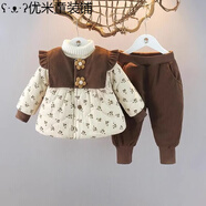 寶寶衣服秋冬分體加絨棉服套裝2025兒童冬季新款小童加厚棉衣女童 杏色套裝 110 廠(chǎng)家直銷(xiāo)