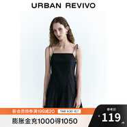 UR秋季新款女裝都市休閑設(shè)計(jì)感捏褶系帶連衣裙UWU740125 墨藍(lán) XL