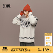 森馬（Semir）毛衫男冬季費(fèi)爾島提花針織衫2025新款情侶復(fù)古套頭毛衣 白色調(diào)00311（無幻彩紗） 【無幻彩效果】 L