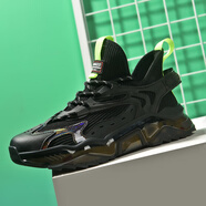 絳天（jiangtian）男士青年網(wǎng)鞋男秋冬透氣面運動(dòng)鞋初中學(xué)生休閑跑步籃球潮男鞋子 黑色 39