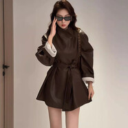 黑色皮衣外套女高級感2025新款秋季酷颯風(fēng)氣質(zhì)巨好看的夾克中長(cháng)款 咖色【甜酷酷颯中長(cháng)款顯瘦高級皮衣外套】 M 【甜美可愛(ài)】