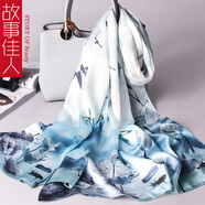 故事佳人生日禮物真絲絲巾女披肩送媽媽長(cháng)輩桑蠶絲氣質(zhì)百搭圍巾長(cháng)巾上海倉 蓮花三喻