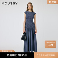 moussy 新品優(yōu)雅氣質(zhì)重工不規(guī)則褶皺連衣裙010HA233-3831 110藍色 S