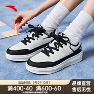 安踏（ANTA）厚底板鞋女鞋白色休閑鞋子增高小白鞋復(fù)古運(yùn)動(dòng)鞋 象牙白/黑-2 37.5