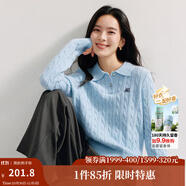 茵曼（INMAN） 毛衣女POLO領(lǐng)秋冬套頭針織衫通勤長(zhǎng)袖毛衣 淺藍(lán)色 L