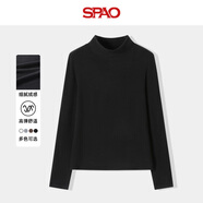 SPAO韓國同款半高領(lǐng)薄絨打底衫女秋冬季新款保暖長(cháng)袖t恤SPCX25AD04LD 黑#純色 M