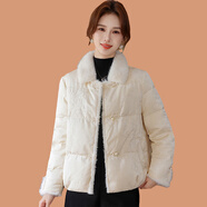 薇薇麥詩(shī)媽媽冬裝保暖國風(fēng)羽絨棉服小棉襖中老年奶奶秋冬款毛領(lǐng)寬松小棉衣 791-白色 XL(參考90-105斤) 均碼