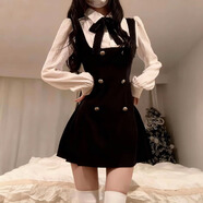 麓格立 連衣裙女春秋新款學(xué)院風(fēng)假兩件長(cháng)袖連衣裙純欲高級收腰顯瘦A字裙 蝴蝶絲帶連衣裙M【建議95-105斤】