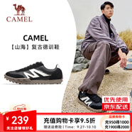 駱駝（CAMEL）情侶穿搭好物德訓(xùn)鞋山海紅色黃色復(fù)古休閑運動男女防滑板鞋 7607，黑色，男 38