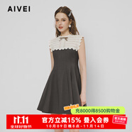 AIVEI欣賀艾薇2025春季小個(gè)子千金風(fēng)知性氣質(zhì)無(wú)袖連衣裙S712203A 灰色 S