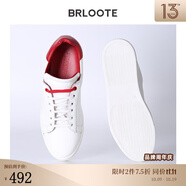 巴魯特（Brloote）輕奢意大利牛皮皮鞋撞色透氣舒適小白鞋秋冬 白色 39