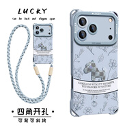 怡楓 蘋(píng)果17promax手機殼新款可背斜挎掛繩iPhone17pro液態(tài)硅膠線(xiàn)條馬英四角防摔女十七保護套 煙藍色-線(xiàn)條馬英藍A-掛件B186 蘋(píng)果17pro