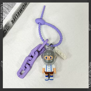 語(yǔ)森憶ins小紅書(shū)個(gè)性愛(ài)心黑鑰匙扣防丟皮質(zhì)掛件車(chē)鑰匙鏈高級網(wǎng)紅掛飾鏈 襯衣男孩鑰匙扣-紫色鏈條 送馬蹄扣