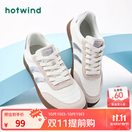 熱風(fēng)（Hotwind）男鞋秋季新款男士時尚圓頭系帶休閑鞋學(xué)院風(fēng)百搭板鞋潮 70白銀 40 偏大半碼