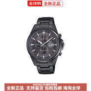 卡西歐（CASIO）EDIFICE金屬系列IP黑粒子涂層賽車(chē)石英機芯不銹鋼表帶日韓表男表 黑色