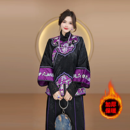 代勒新中式國風(fēng)新款重工刺繡夾棉加厚太太福刺繡復古上衣外套女 錦繡未央-紫色 XL 90-110斤