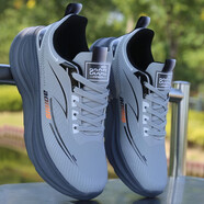 花花公子（PLAYBOY）真皮男鞋子秋季百搭軟底跑步鞋青少年皮面防水休閑防滑男士運動(dòng)鞋 深灰色6-8527 39