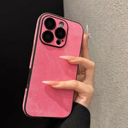 遲星秋冬新款牛仔紋自帶護鏡適用iPhone16pro手機殼高顏值蘋果17promax手機殼 [四包邊牛仔布玫紅色]升級護鏡 iPhone17Pro