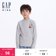 Gap【大小童同款】男童半高領(lǐng)646048打底衫兒童上衣灰色110cm(4-5歲) 亞洲尺碼
