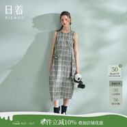 日著(zhù)年輪格子無(wú)袖背心連衣裙2025夏季新款寬松洋氣減齡顯瘦裙子女 年輪格 M