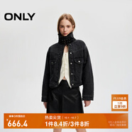 ONLY秋季復古帥氣毛絨拼接領(lǐng)口保暖牛仔外套女|124354012 J09 深牛仔灰色 常規 L (170) 88A