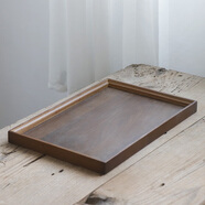 古笙記竹制托盤(pán)茶盤(pán)日式功夫茶具配件竹托盤(pán)雙層儲水式密胺干泡中式 新款/胡桃木色托盤(pán)33*22*2.5