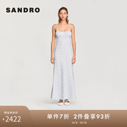 SANDRO2025春秋款女裝法式氣質(zhì)露背系帶條紋吊帶裙SFPRO04043 D323/多色 XS