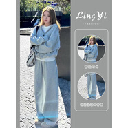 懿慈秋季學(xué)生休閑運(yùn)動(dòng)服裝套裝女裝秋裝新款2025年新款衛(wèi)衣搭配一整套 灰色兩件套 S 碼（建議80-100斤）