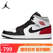Jordan休閑鞋男子AJ1喬丹JORDAN 1中幫運(yùn)動鞋852542-100黑紅44